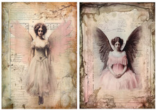 2 x A5  Rice Paper Decoupage - Vintage Angel Paper, Victorian, Junk Journal 1