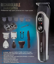 Rechargeable Hair Clipper 5-in-1 Grooming Kit LCD Display Ceramic Blade USB
