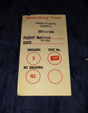 Virgin Atlantic Airways Boarding Pass 1988