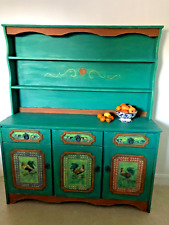 Original rejuvenated rustic farmhouse Welsh dresser with hand painted cockerels