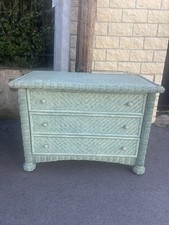 Vintage Italian Baby Blue Wicker Chest Of Drawers Decorative Storage Sideboard