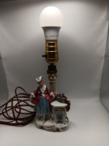 Vintage hand decorated lamp - vintage,
