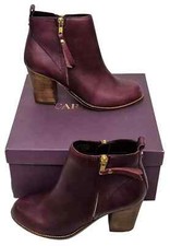 CARVELA Tanga Zip Up Wine Leather Block Heel Boots Ladies MRRP £99