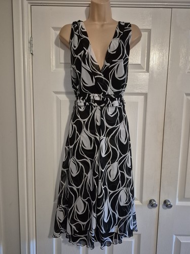 Black white lined - black, chiffon