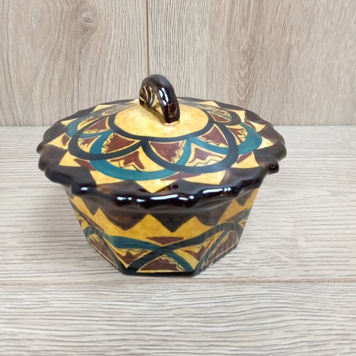 Hand painted ceramic lidded - hand,