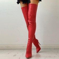 Women's Sexy Pointy Toe High Heel Over The Knee Thigh High Boots Zip Party Shoes