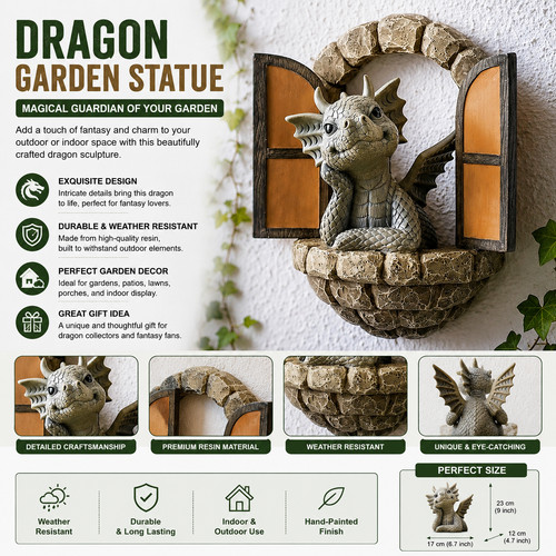 Dragon resin garden - resin, statue