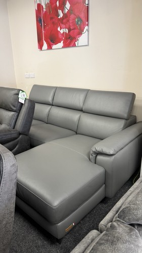 Genuine grey leather power - leather,