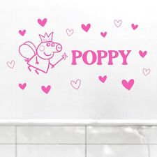 Peppa Pig Fairy Vinyl Wall Sticker Decal With Personalised Name | Kids Bedroom