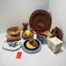 Curio Bundle Mixed Job Lot Wooden Bowls Vintage Plates Decor Ornaments  #22