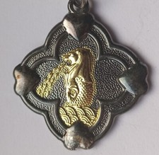 VINTAGE Metal Keyring Souvenir Singapore ?? Deity Lion Fish Maid 