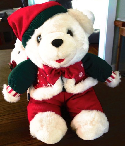 Christmas teddy bear white - 12",