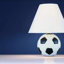 White & Black Football Bedside Table Lamp Ideal for Kids’ Rooms