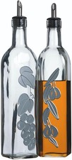 KitchenCraft World of Flavours Decorated Glass Oil and Vinegar Bottles, 500 ml,