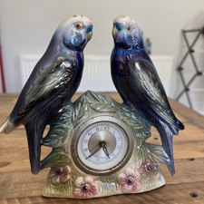 Jema Holland Vintage Clock Pair of Budgie Birds Luster Glaze 