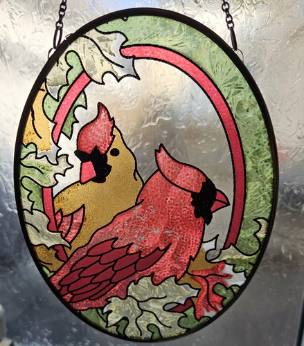 Stained glass cardinal bird - stained,