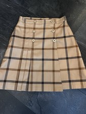 Johnstons of Elgin  camel, plaid kilt style skirt, size 12, pure wool rrp £120