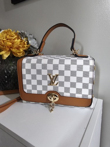 White grey check - white/grey, canvas