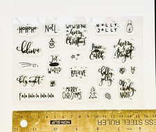 Clear rubber stamp Christmas ho Santa merry wish happy nativity joy believe Noel