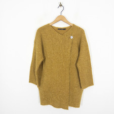 Gudrun Sjoden Alpaca Wool Cardigan Jumper Size M Mustard Yellow Shaggy Fluffy