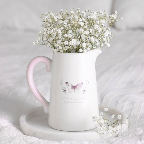 Ceramic butterfly jug - ceramic, cream