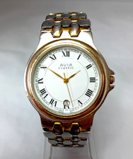 Avia Classic 100 18K GP Quartz Watch. New Battery + Glass. Day To Day Wearer