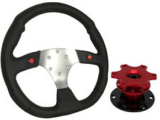 F1 CHROME Sports Steering Wheel + Red Quick Release boss TR for MG