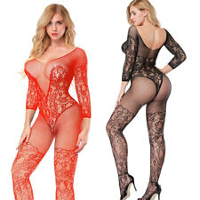 Fishnet Crotchless Bodystocking Lingerie Babydoll Women Body Stocking Plus Size