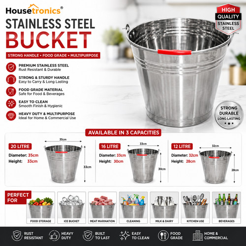 Stainless steel buckets strong - stainless,