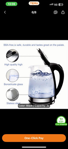 Cordless electric glass kettle - cordless,