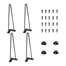 46cm Metal Hairpin Table Legs Set of 4, Classic Black with Floor Protectors & Sc