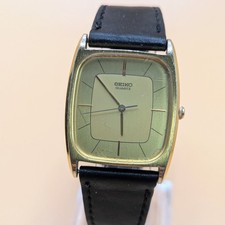 Vintage Seiko mens gold tone quartz tank watch. 6531-5020. Working. New battery