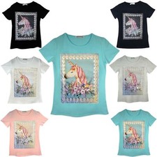 Girls Unicorn T-shirt Top Kids