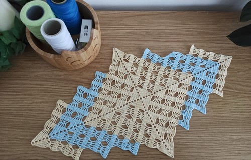 Handmade crochet small table - small,