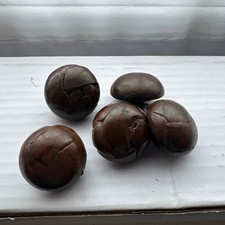 5 x 30mm Vintage Retro Dark Brown Leather Football Buttons Coat Cardigan