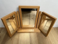 Solid Oak Table Top Triple Mirror Wooden Dressing Swing Mirror - NEW in Box