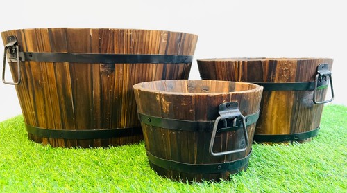 Wooden half barrel - wooden,