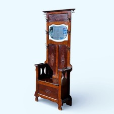 1930's Oak Coat Stand & Bench