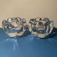 2 Chunky Crystal Lotus Flower Tea Light Holders 7.5cm X 9.5cm