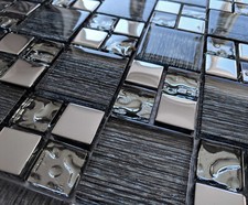 Black Silver Grey Foil Glass