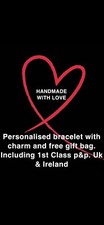 Handmade Personalised Bracelet With Charm & Gift Bag. 1st Class U.k. & Ireland