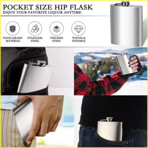 Hip flask brushed stainless - brushed,