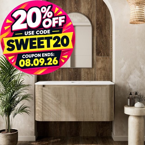Fluted oak 1000mm wall hung - oak,