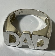 .925 Solid Silver “DAD” Ring Size Q & 1/2