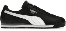 Size UK 11 - Puma Roma Black Leather Trainers Shoes