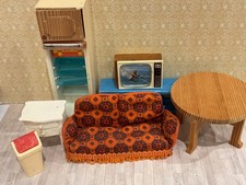 Vintage dolls house Lundby sofa set and other items.  Job Lot.  Scale 1:16.