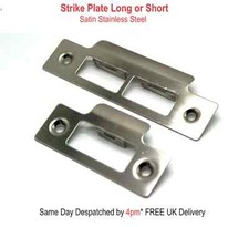 Door Strike Plate Satin Steel Mortice Latch 114mm or 75mm L Pack of 1 2 3 4 5 10