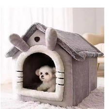Pet Bed Dog House Cat Tent Soft Indoor Warm Kennel Puppy Cave Removable Cushion