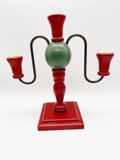 Wooden Candle Holder Green Red