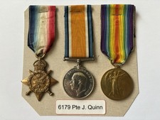 WW1 Mons Star Trio 6179 Pte J Quinn Loyal North Lancashire Regiment.